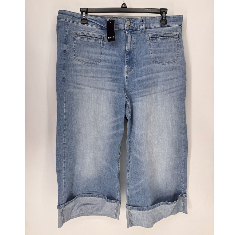 Torrid Jeans Women 20 Blue NWT High Rise Wide Leg Crop Vintage Stretch Denim